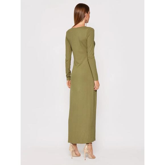 SAMSOE SAMSOE Patty Moss Green Long Sleeve Ribbed Maxi Dress US SMALL - Picture 2 of 11